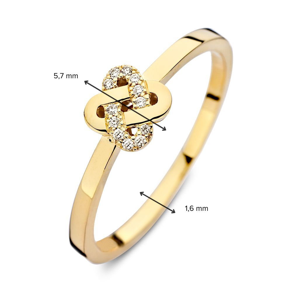 Bague en Or Jaune Élégante avec Design en Nœud et Diamant : Un Bijou Intemporel 0.04 crt.