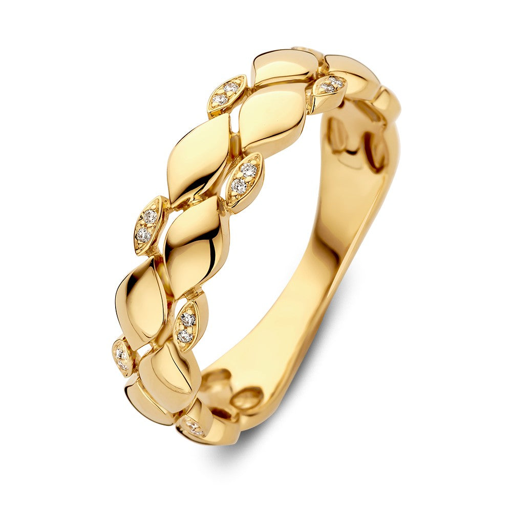 Bague en or jaune raffinée avec accents de diamants de 0,04 ct.