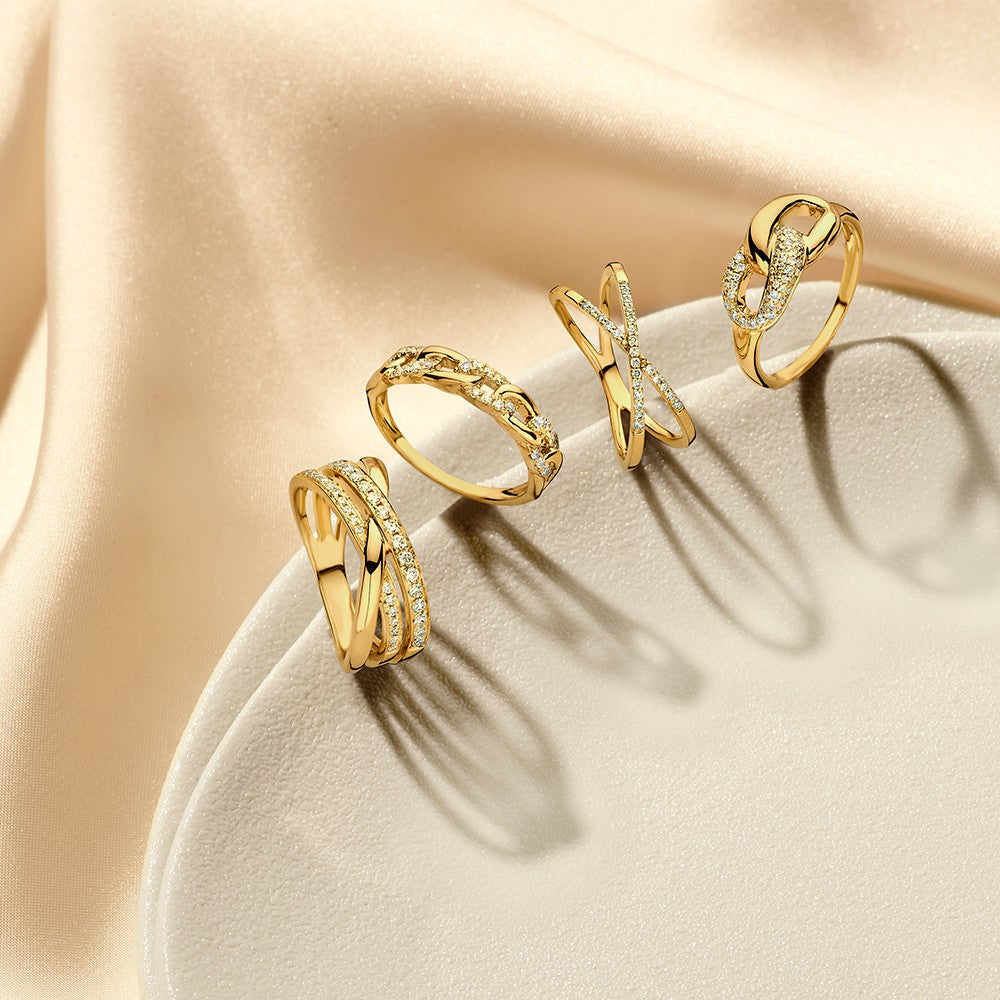 Bague en Or Jaune avec Diamant – Luxe 14 Carats pour Femme