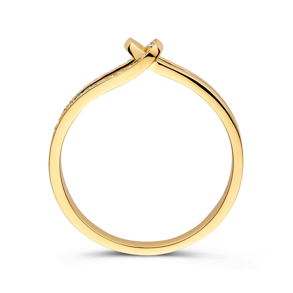 Bague en Or Jaune Raffinée avec Diamant, Luxe Subtil 0.08 crt.