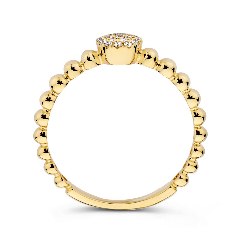 Bague en Or Jaune à Boules avec Diamant au Centre – Luxe Subtil 0.09 crt.