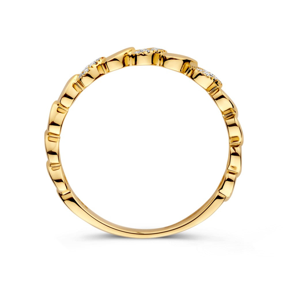 Bague en Or Jaune avec Diamants – Élégance Subtile 0.09 crt.