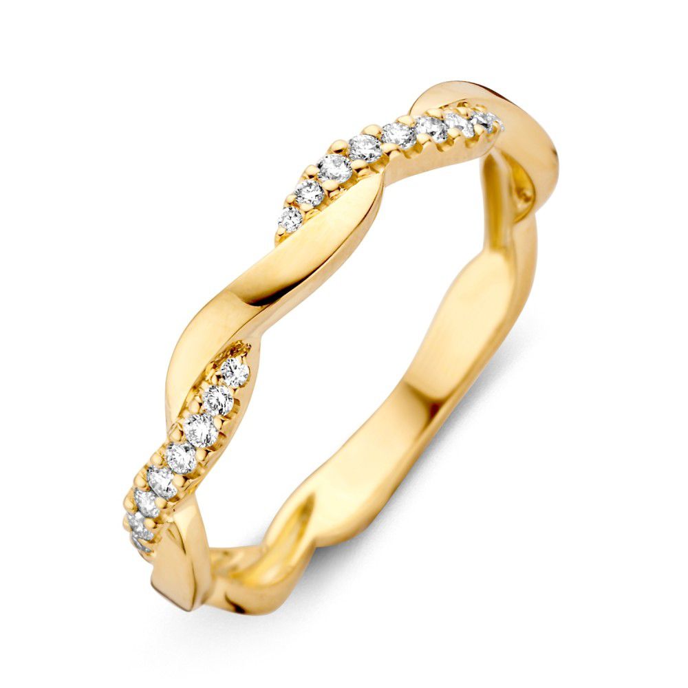 Bague en or jaune élégante avec diamants brillants de 0,14 ct.