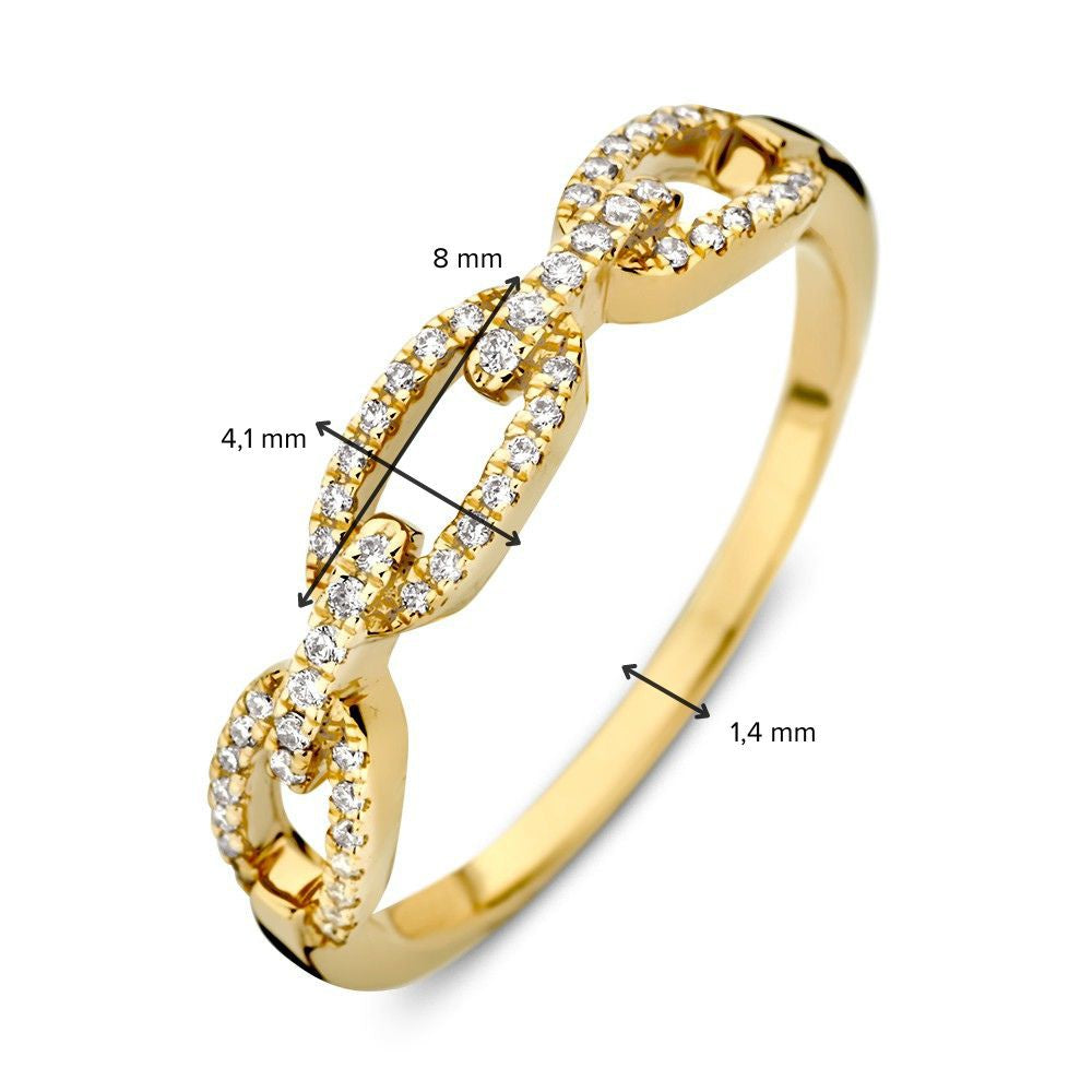 Bague en or jaune avec motif de maille et diamants – luxe 14 carats pour femme