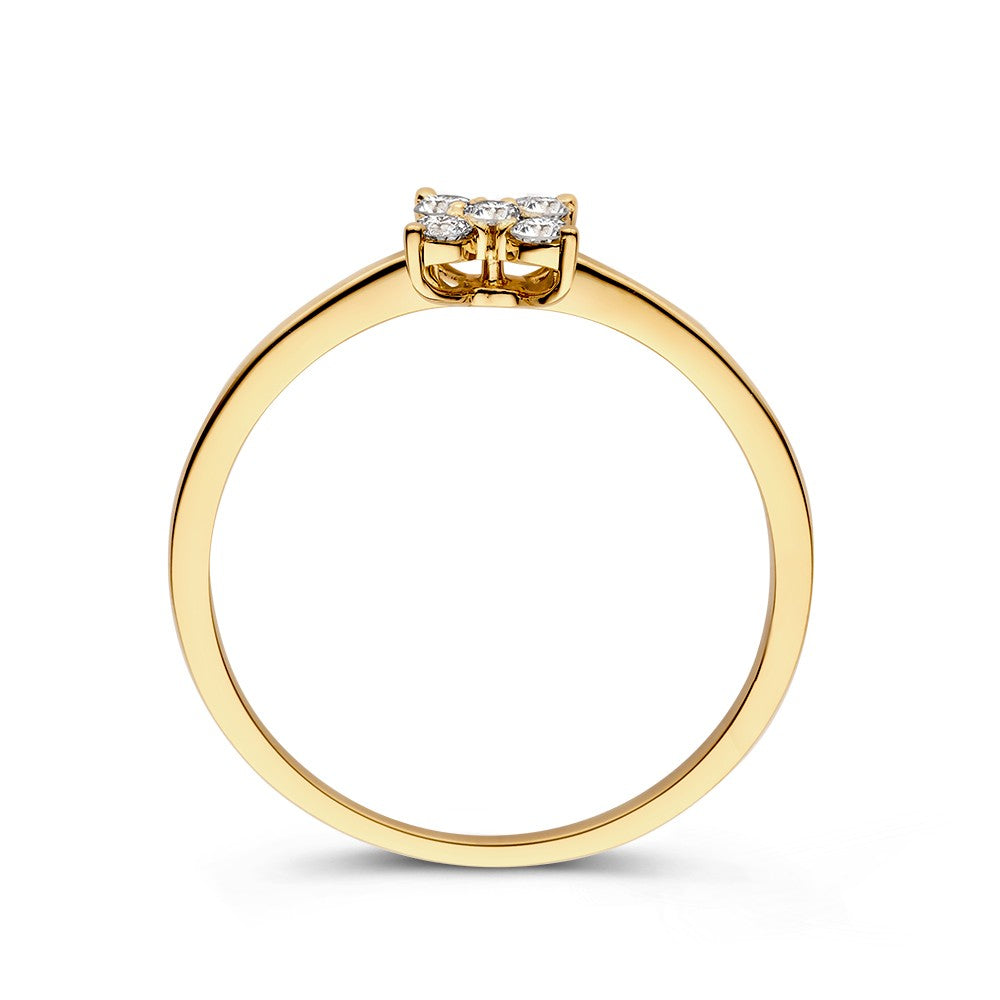 Bague en or jaune élégant avec design de fleur en diamant de 0,17 ct