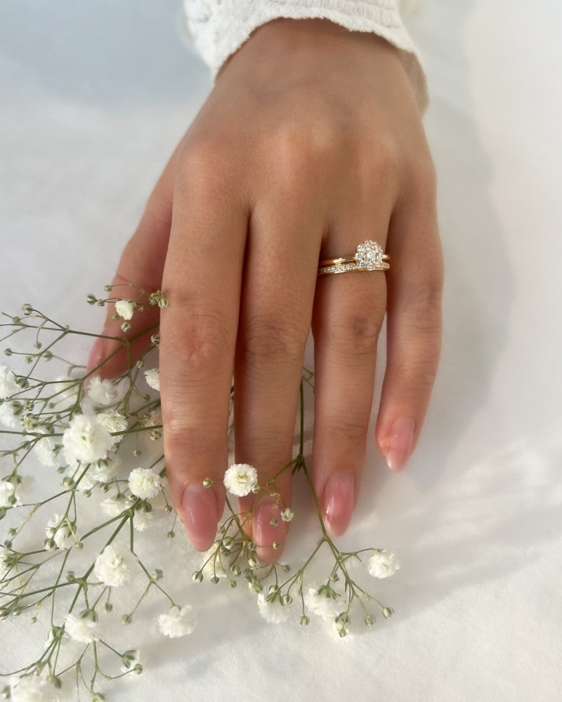 Bague en or jaune pour femme avec diamant brillant de 0,17 carat - or 14 carats, qualité H/SI-1 - Livraison gratuite