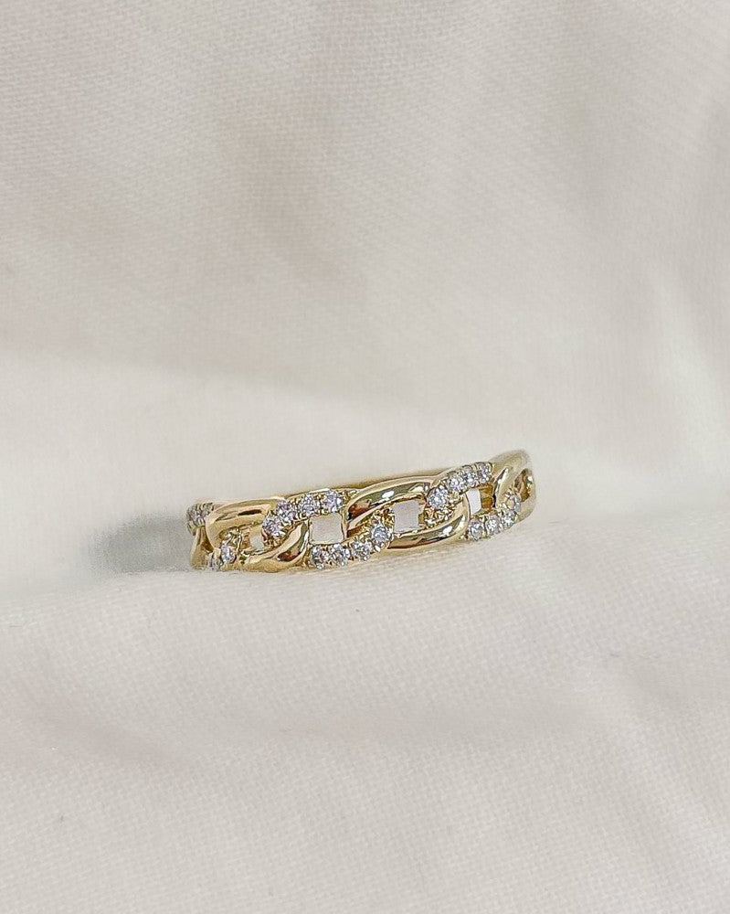 Bague en or jaune avec trois diamants - luxe 14 carats pour femme