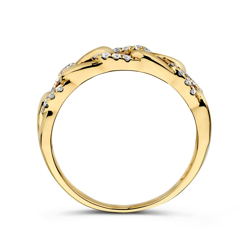 Bague en or jaune avec trois diamants - luxe 14 carats pour femme