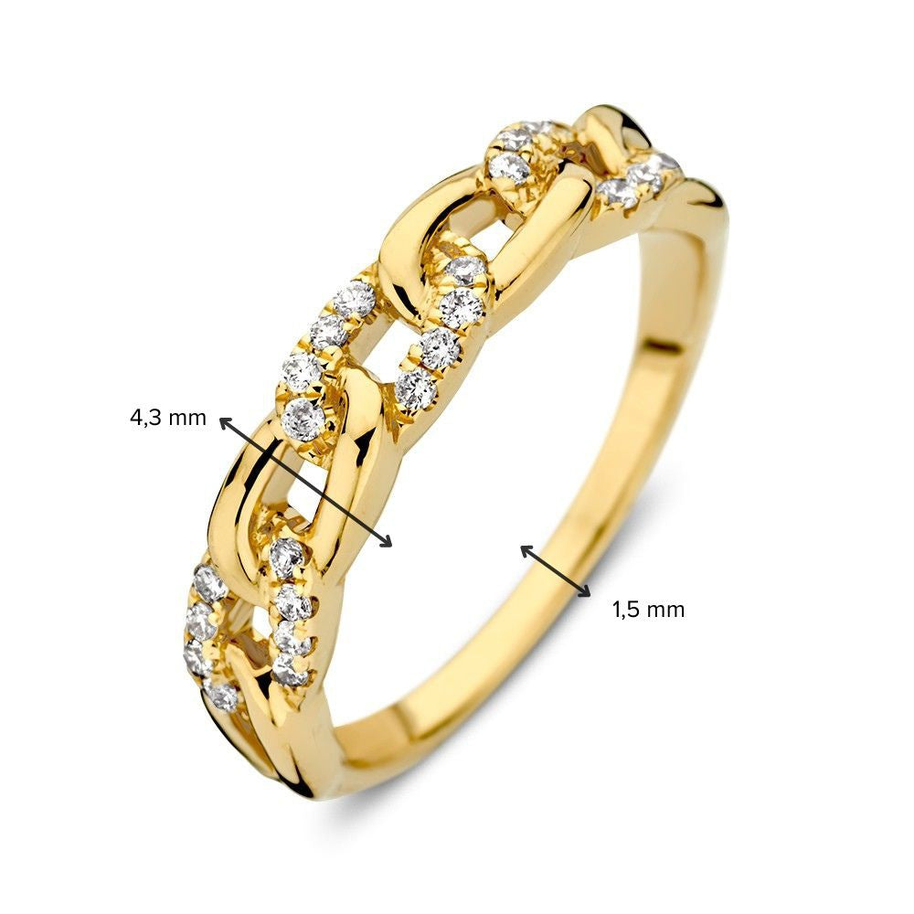Bague en or jaune avec trois diamants - luxe 14 carats pour femme