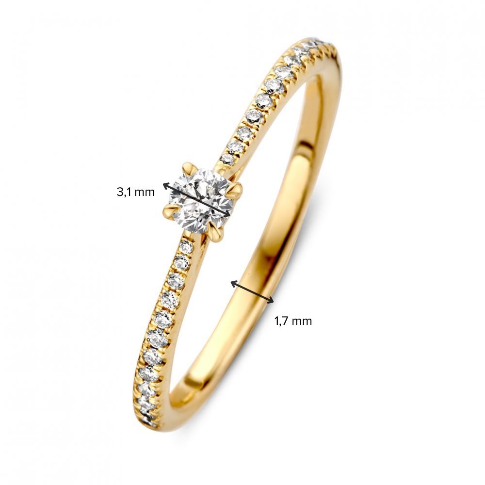 Bague en Or Jaune Raffinée avec des Diamants Étincelants 0.22 crt.