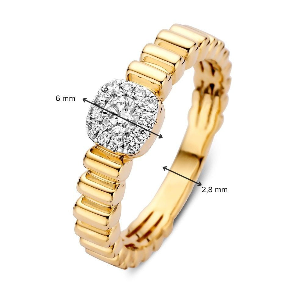 Bague en Or Joueur avec Finition Rainurée et Diamants Étincelants – Élégance Classique