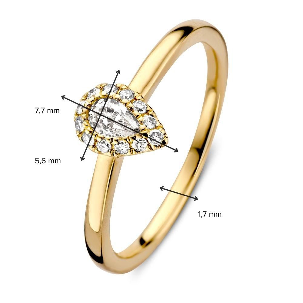 Bague Élégante en Or Jaune avec Diamant Poire : Éclat Intemporel 0.24 crt.