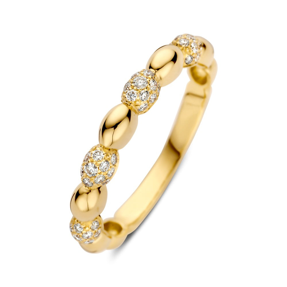 Bague en or jaune 14 carats avec brillants de 0,27 carat, design intemporel.
