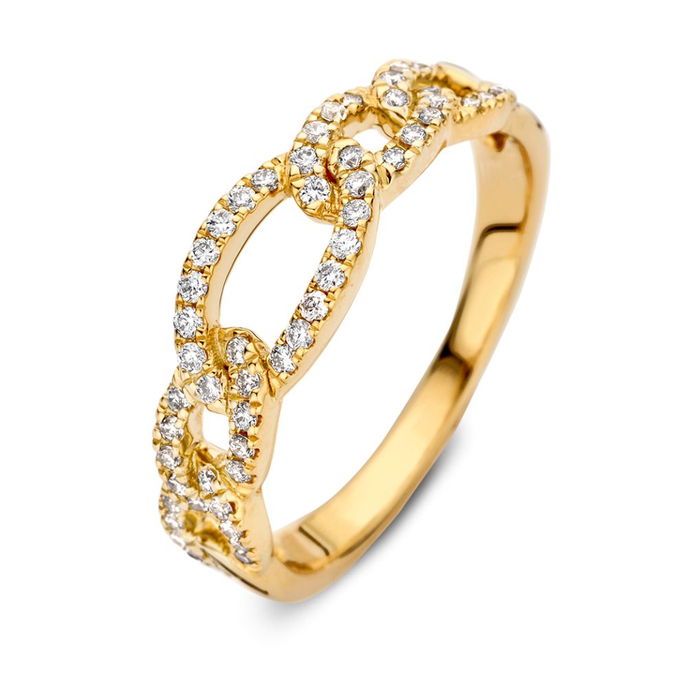 Bague en or jaune élégante avec des diamants scintillants, 14 carats et 0,28 carat de diamant.
