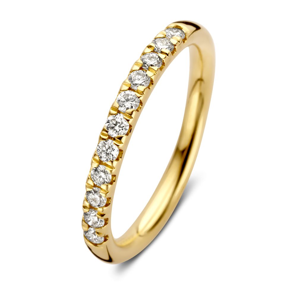 Bague en or jaune élégante avec 11 diamants sertis.