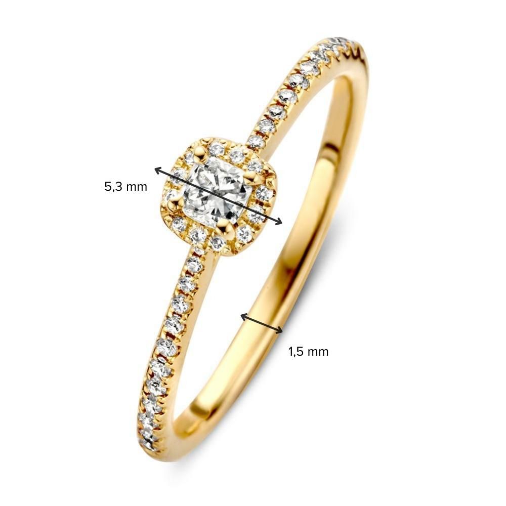 Bague élégante en or jaune pour femme avec diamant taillé en princesse - or 14 carats