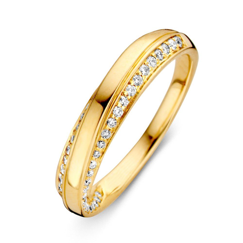 Bague en or jaune élégante avec diamants brillants, 14 carats, 0,32 ct.