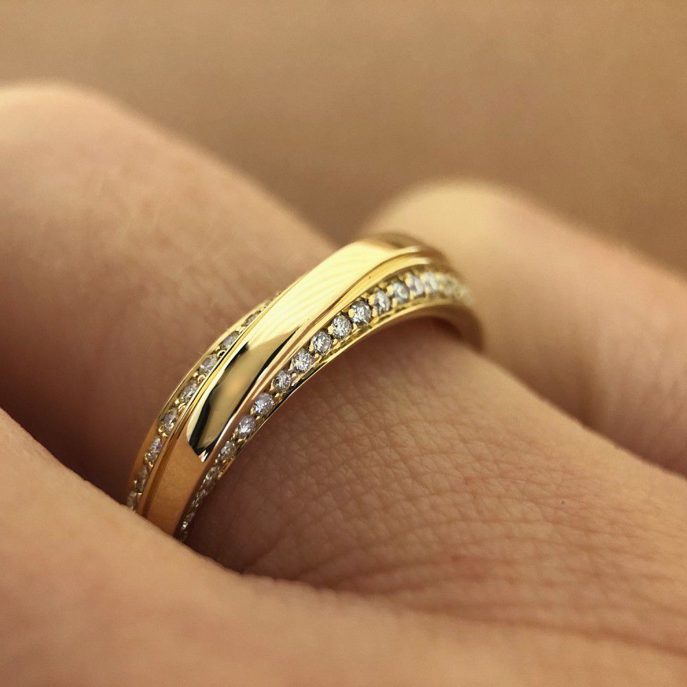 Bague Élégante en Or Jaune avec Diamant – Or 14 Carats, 0.32ct Brillant