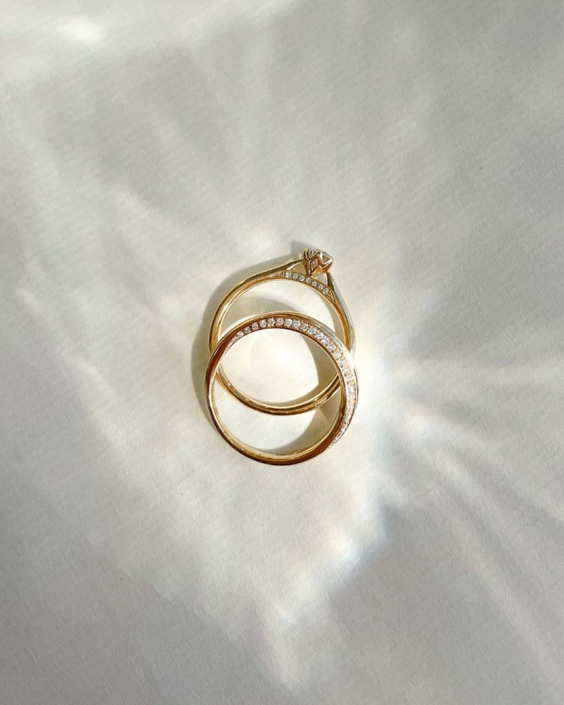 Bague Élégante en Or Jaune avec Diamant – Or 14 Carats, 0.32ct Brillant