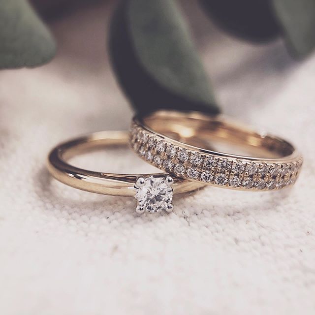 Bague en Or Jaune pour Femme avec Diamant en Sertissage Pavé – 14 Carats, 0.33 Carat Diamant – Livraison Gratuite