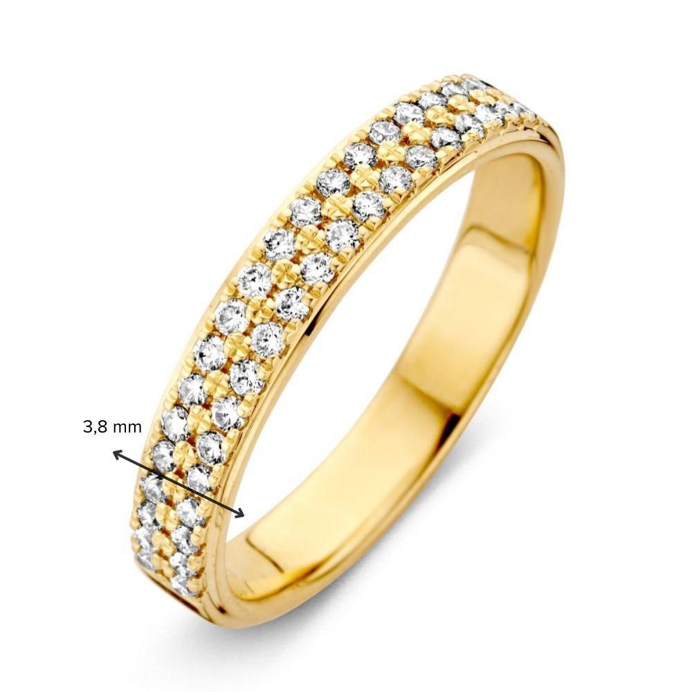 Bague en Or Jaune pour Femme avec Diamant en Sertissage Pavé – 14 Carats, 0.33 Carat Diamant – Livraison Gratuite