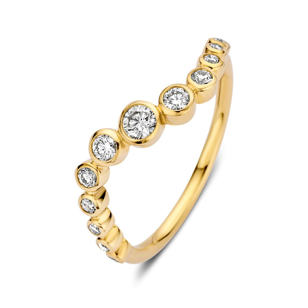 Bague en or jaune 14 carats ornée de diamants de 0,37 ct, collection 'Bubbles'.