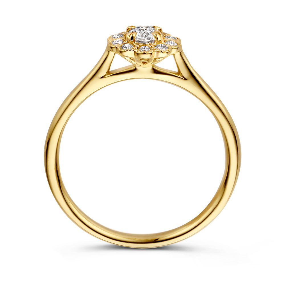 Bague Vintage Entourage en Or Jaune avec Diamants – Or 14 Carats, 0.43ct Diamants