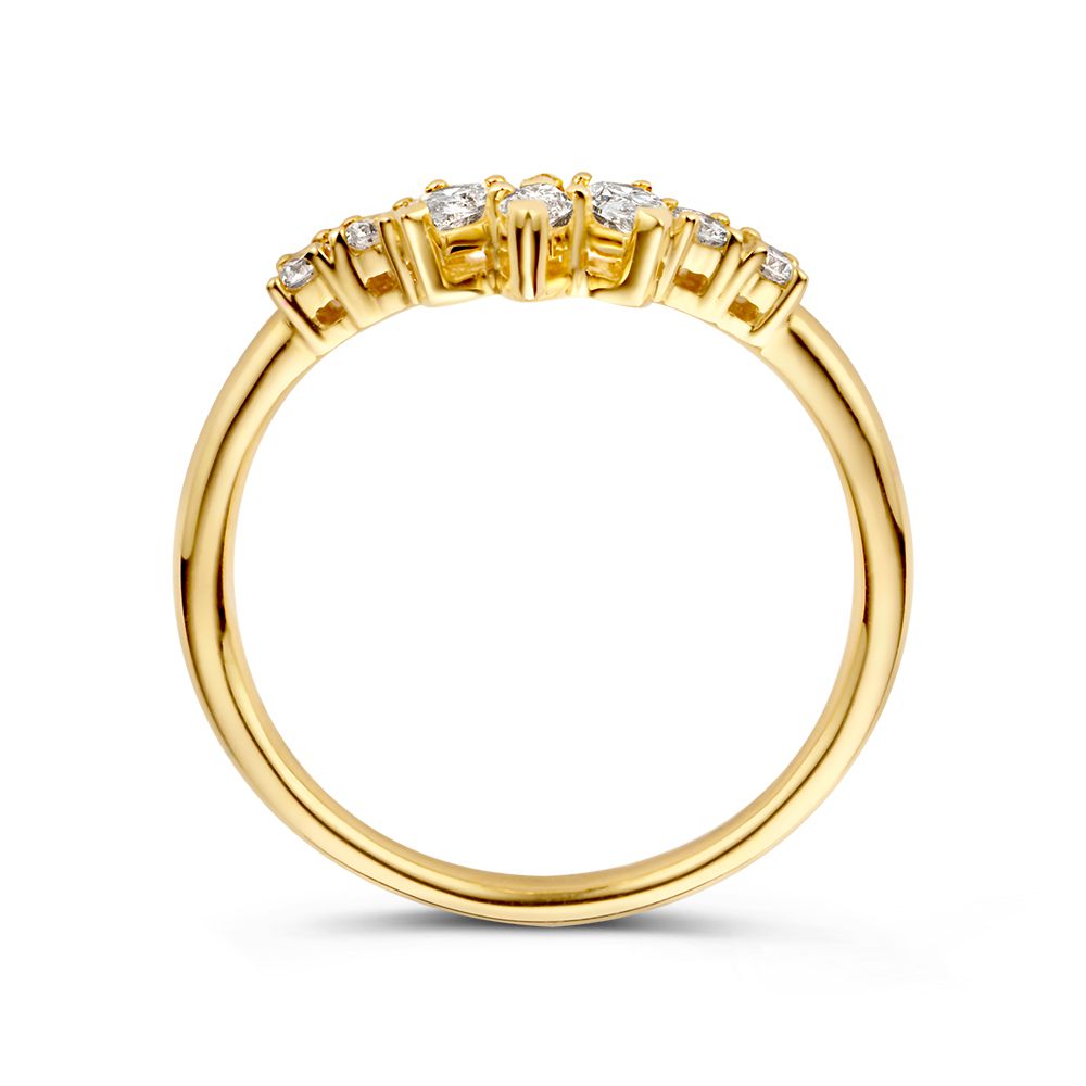 Magnifique Bague en Or Jaune pour Femme avec Diamants et Pierres Taillées en Marquise 0.47 crt.
