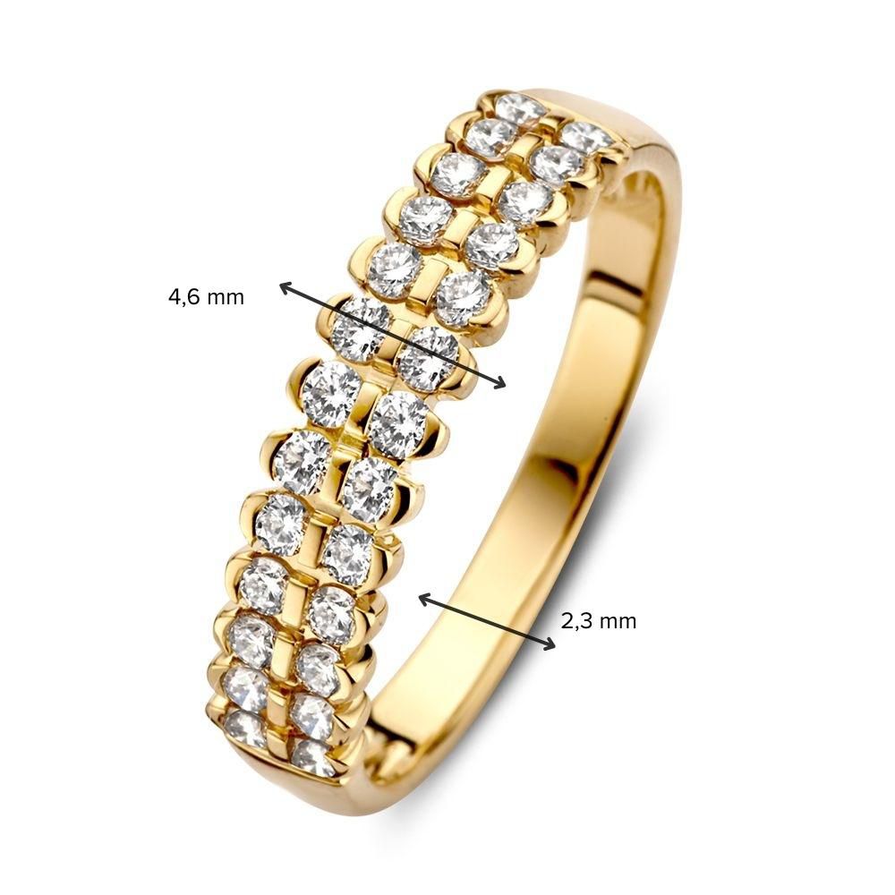 Magnifique Bague en Or Jaune avec Diamant dans un Montage Particulier – Or 14 Carats 0.49 crt.