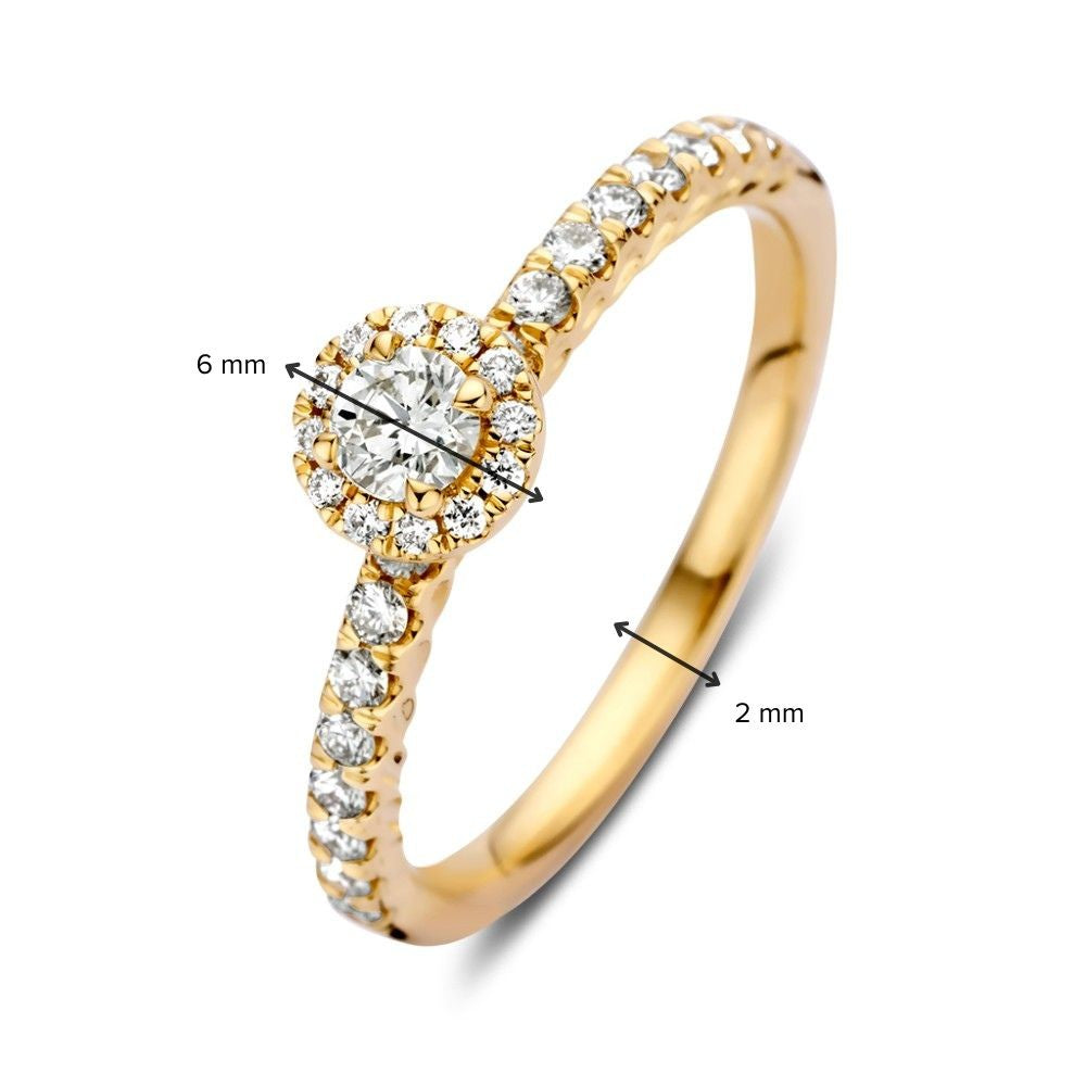 Bague en Or Jaune avec Diamant en Taille Brillant en Monture Entourage – 14 Carats 0.50 crt.