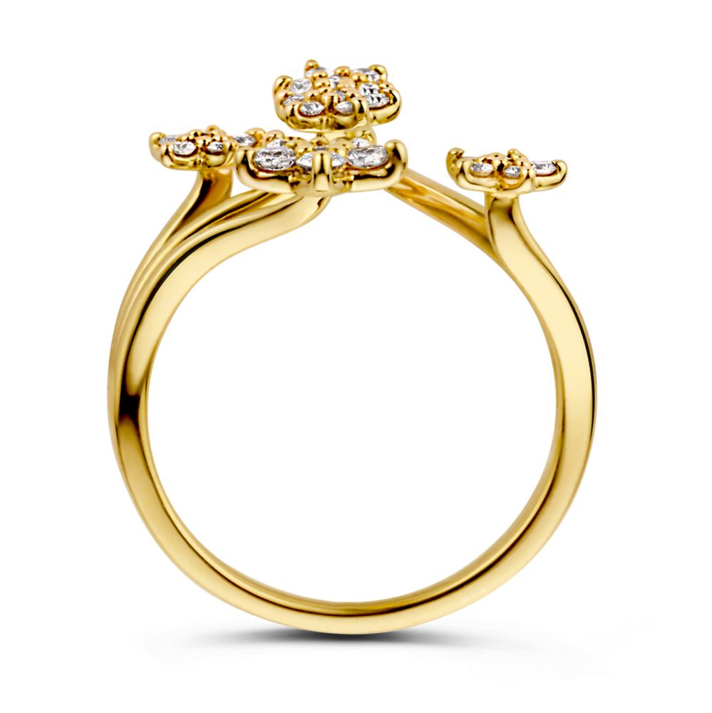Bague en Or Jaune Éblouissante avec Étoiles en Diamant – 14 Carats 0.51 crt.