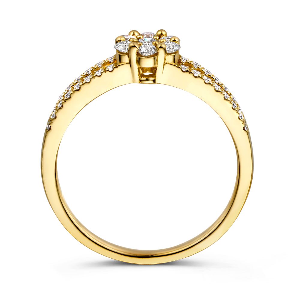 Bague Entourage en Or Jaune Exceptionnelle avec Diamants – 14 Carats 0.55 crt.