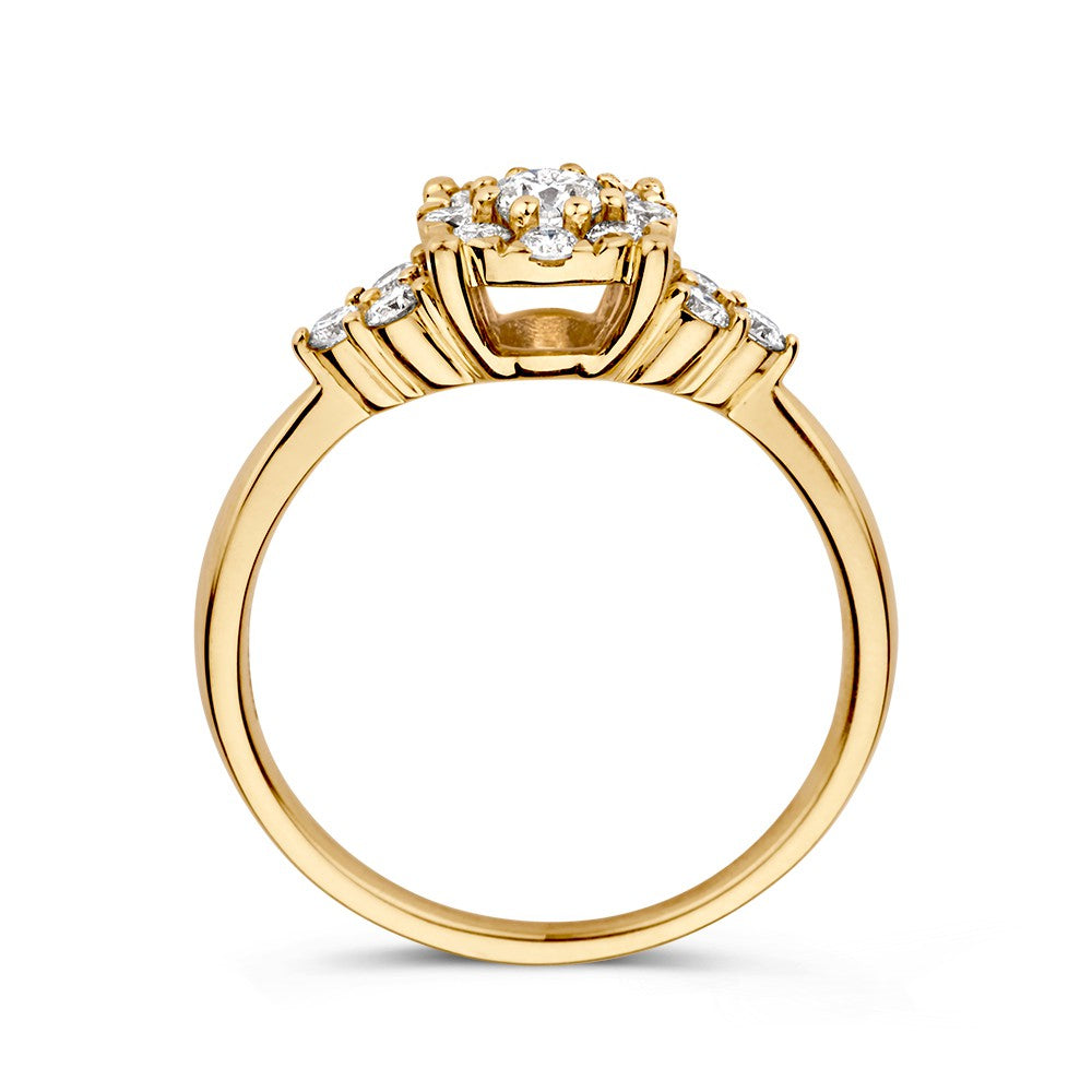 Superbe Bague Entourage en Or Jaune avec Diamant – 14 Carats 0.56 crt.