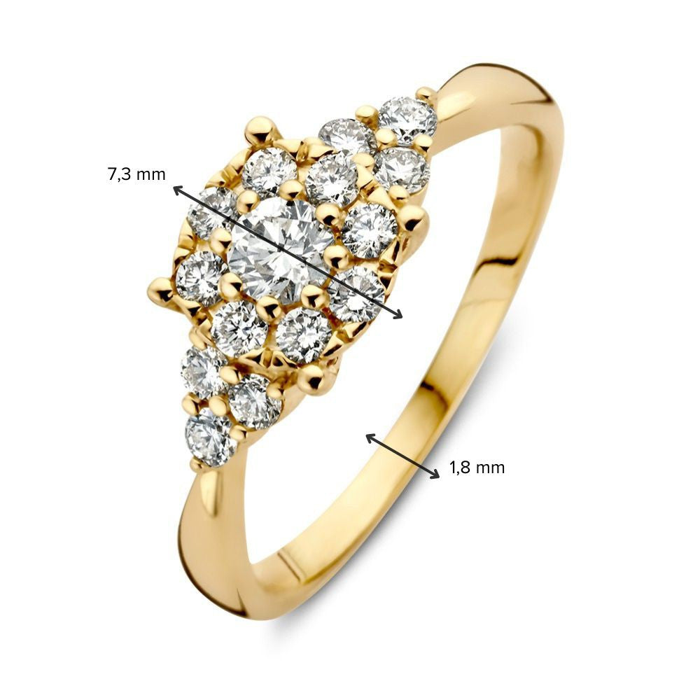 Superbe Bague Entourage en Or Jaune avec Diamant – 14 Carats 0.56 crt.