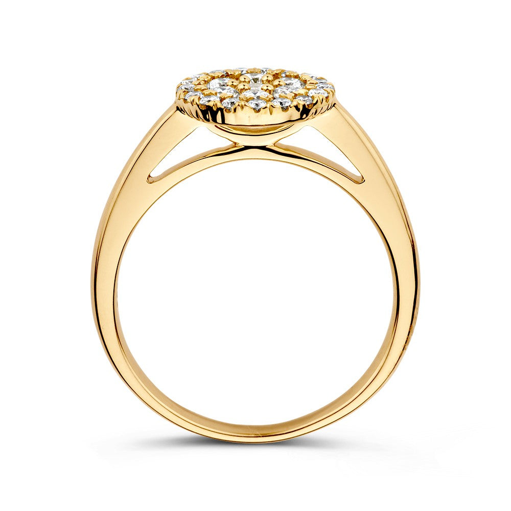 Bague en Or Jaune avec Diamants en Double Halo – 14 Carats 0.60 crt.
