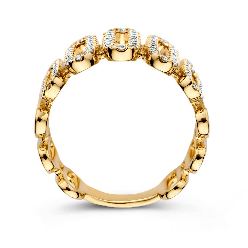 Bague en Or Jaune Unique avec Mailles Ovales et Diamants Étincelants – 14 Carats 0.62 crt.