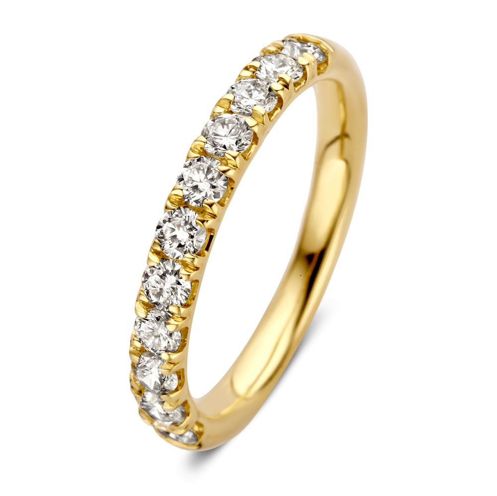 Bague en or jaune avec 11 diamants taille brillant de 0,74 ct.