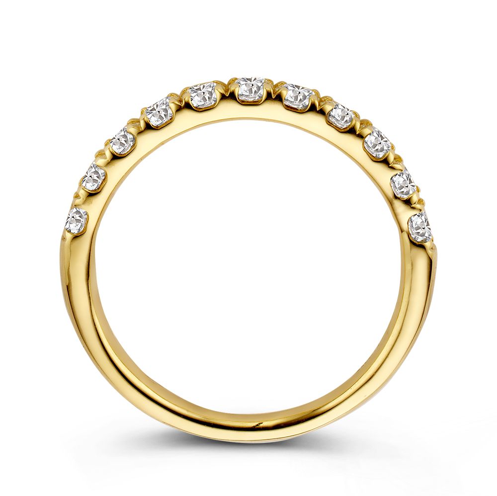 Bague en or jaune élégant avec 11 diamants taille brillante 0,74 crt.