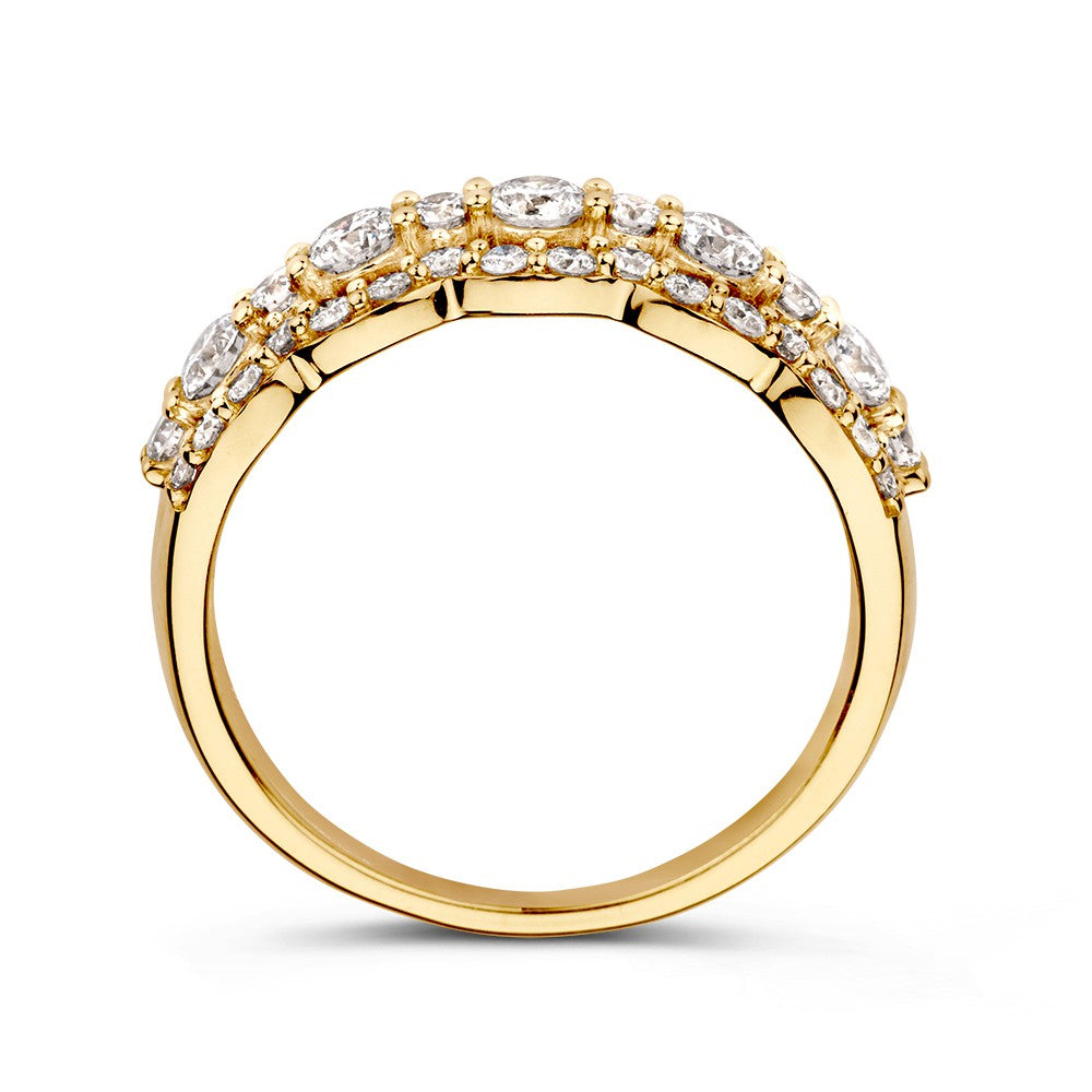Bague en or jaune 14kt avec diamant et design ondulé 1.00 crt.