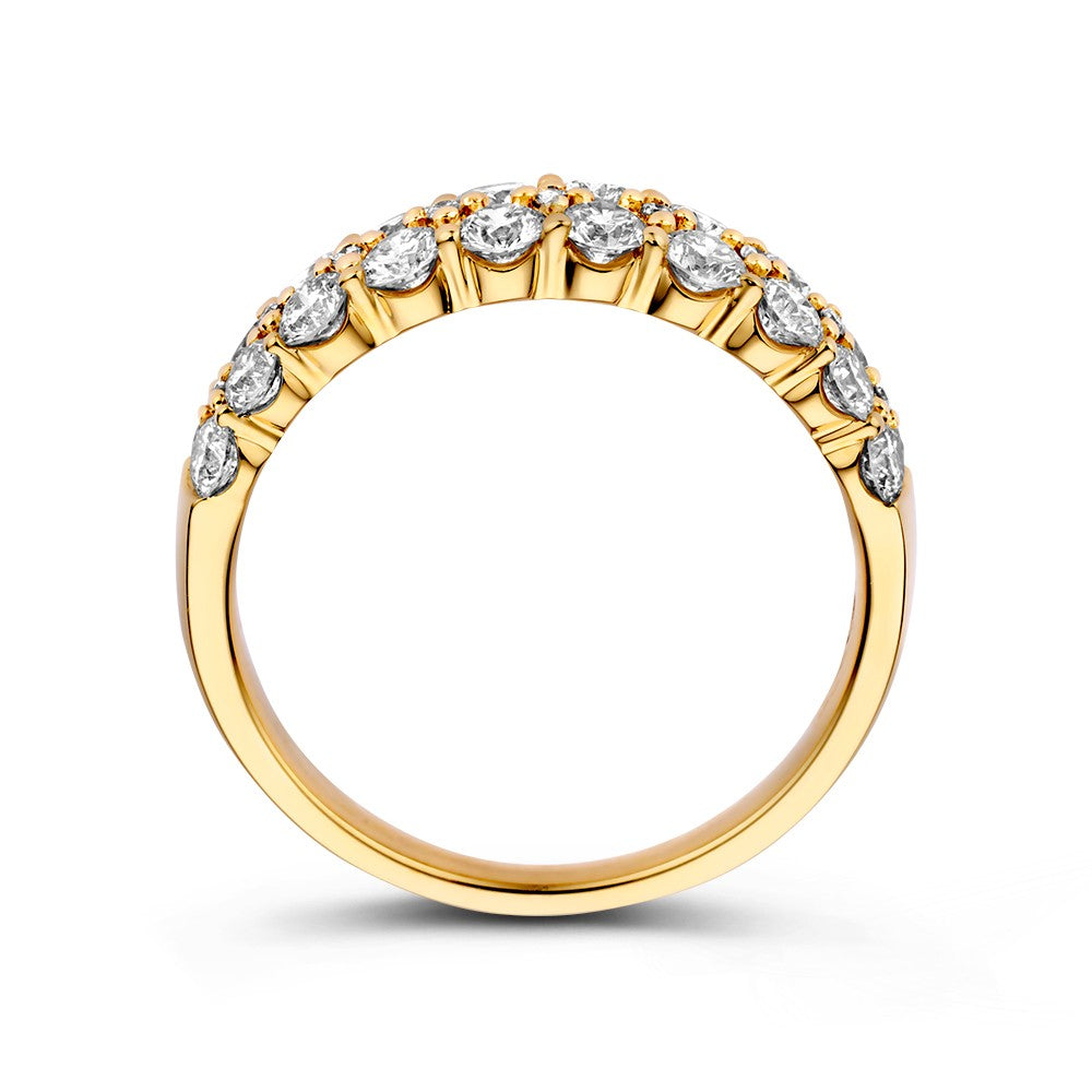 Bague en Or de Luxe avec Diamants en Pavé – 1,45 Carat, Or Jaune 14 Carats