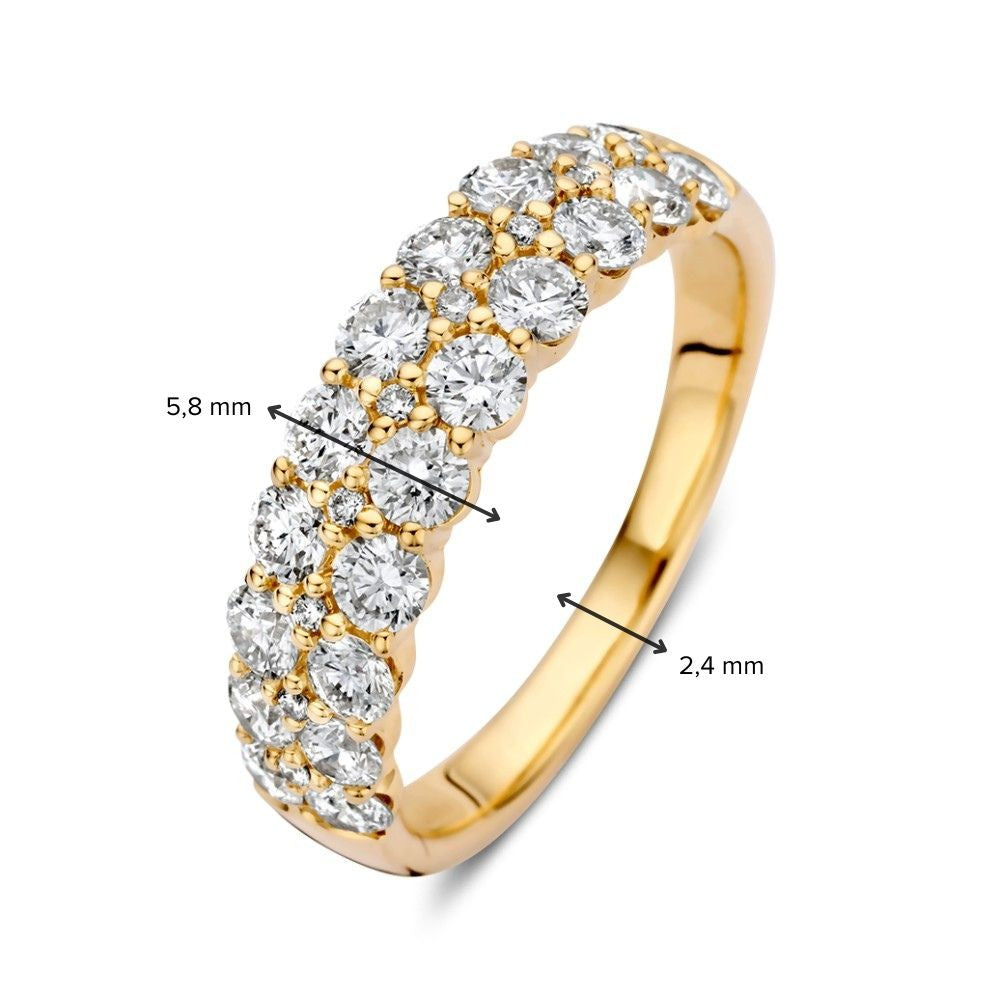 Bague en Or de Luxe avec Diamants en Pavé – 1,45 Carat, Or Jaune 14 Carats
