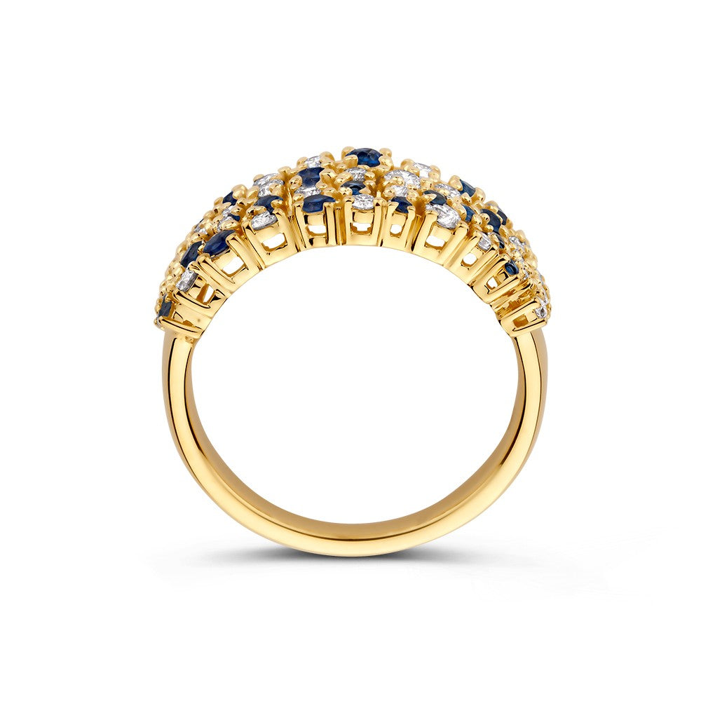 Bague or jaune diamant + verre saphir