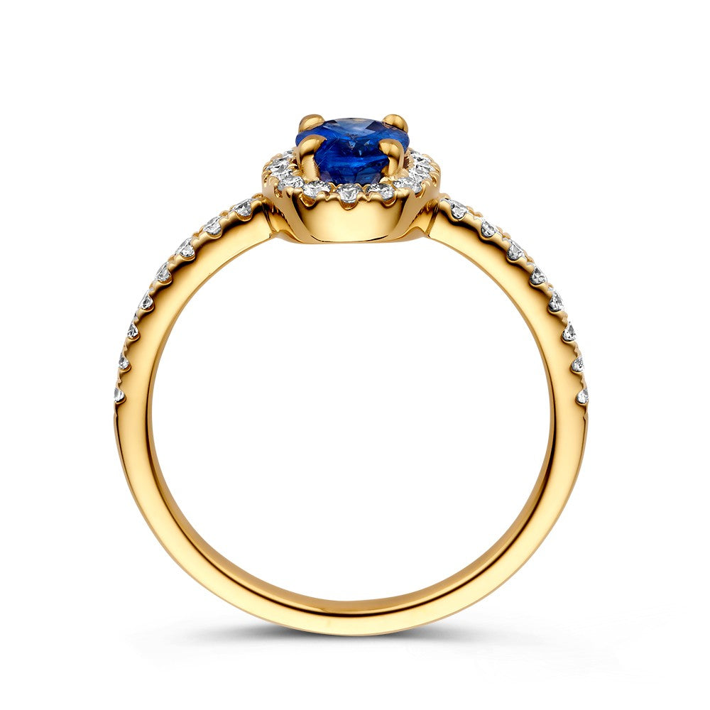 Bague or jaune brillant + saphir