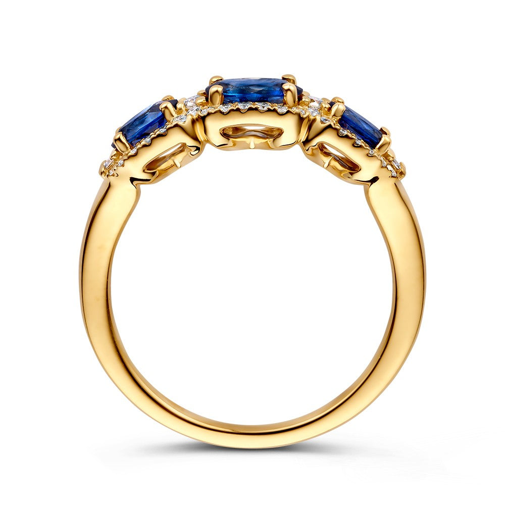 Bague or jaune diamant + saphir