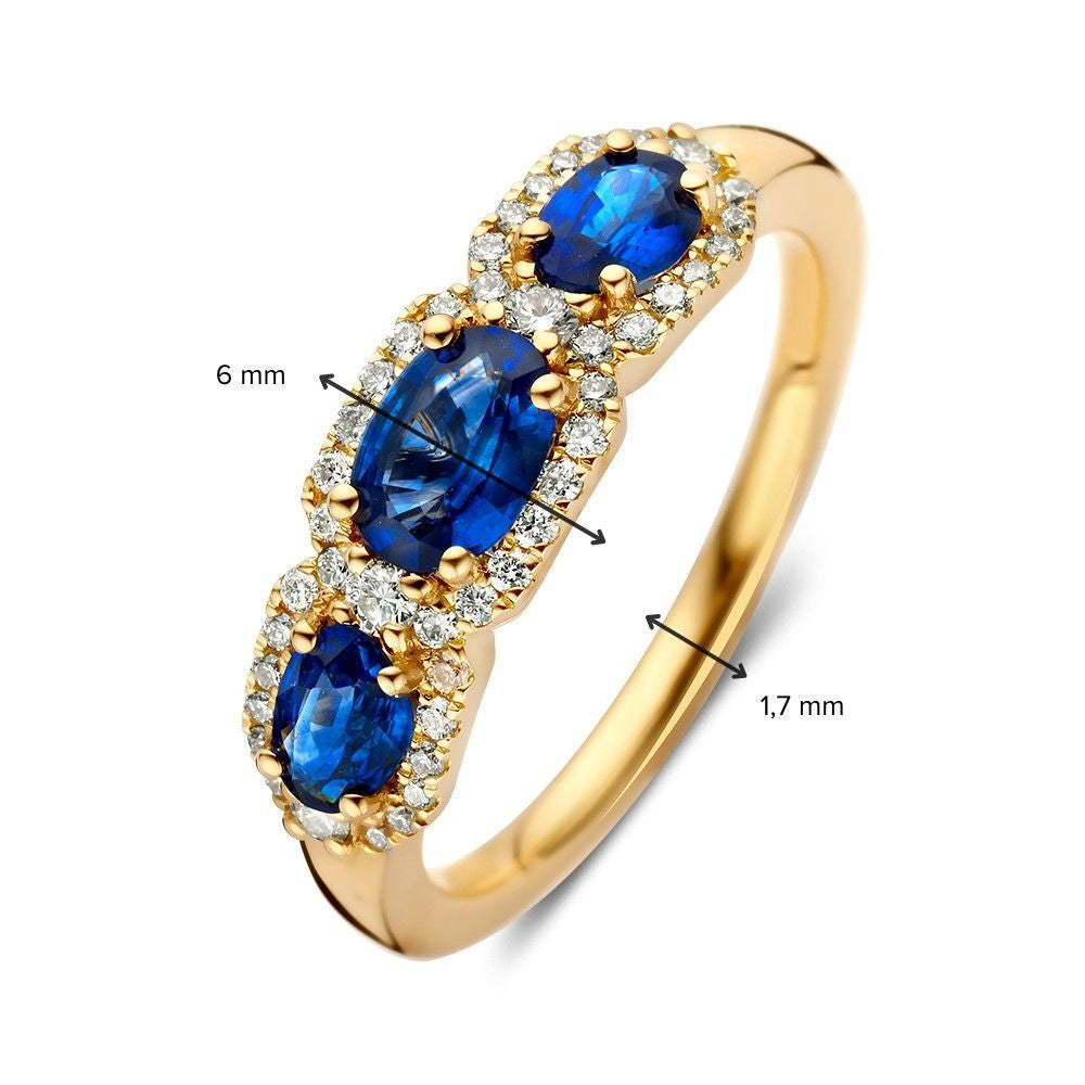 Bague or jaune diamant + saphir