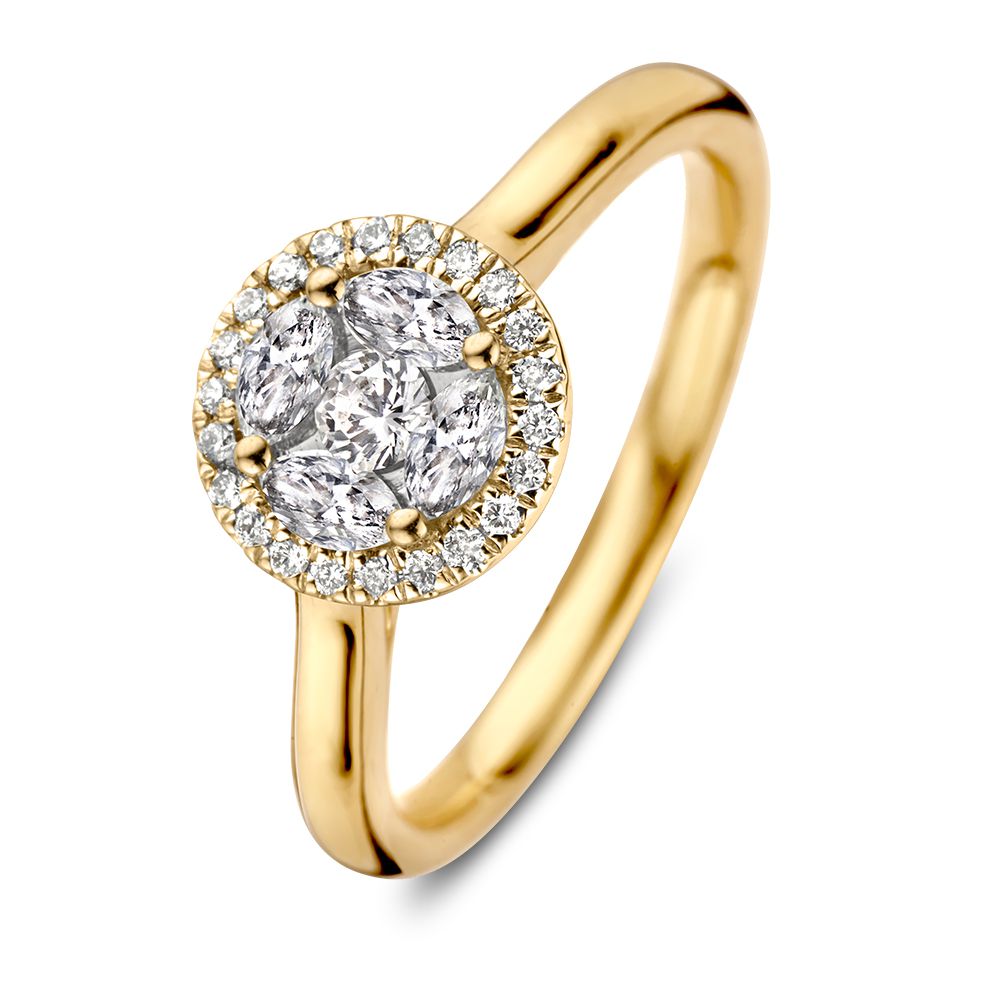 Bague en or jaune ornée de diamants brillants et marquises, 0,52 carat.