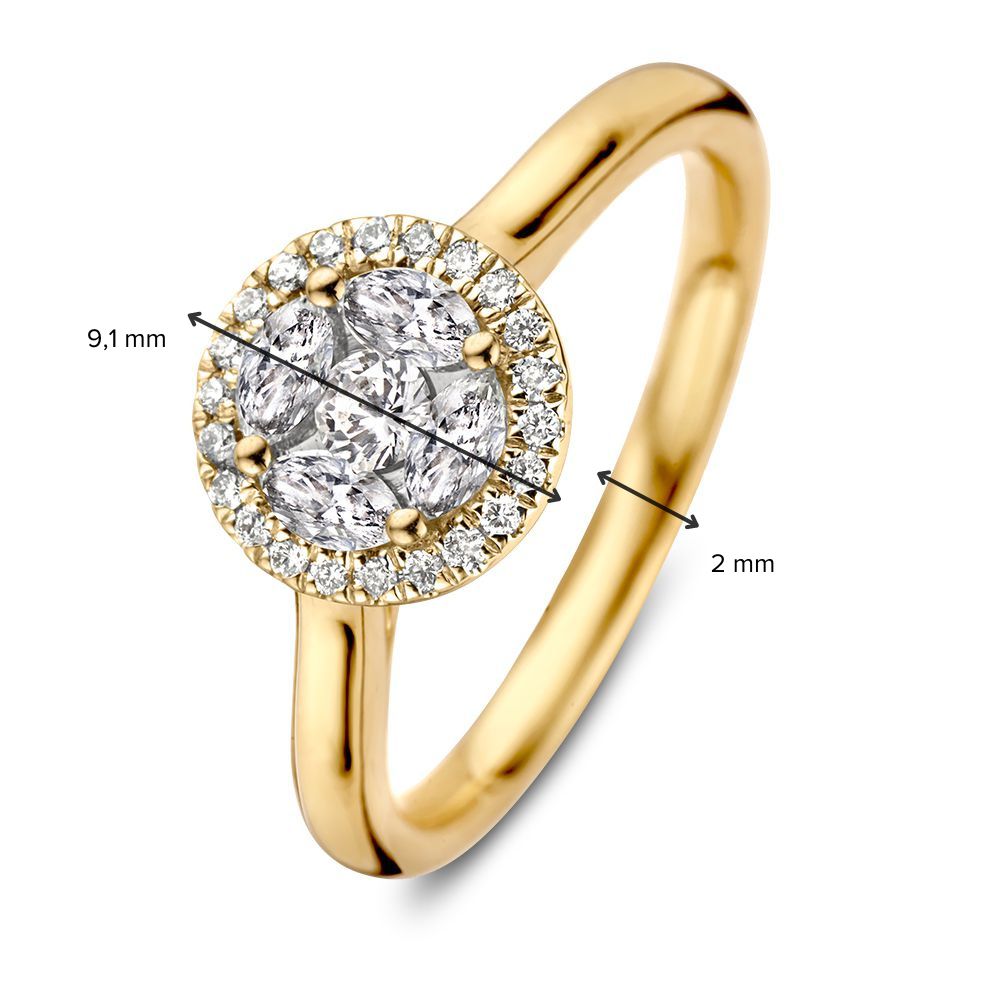 Bague en Or Jaune avec Diamants – 0,52 Carat – Tailles Brillant & Marquise