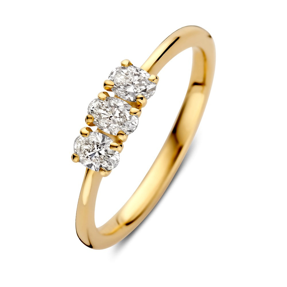 Bague en or jaune avec trois diamants brillants de 0,54 carat.