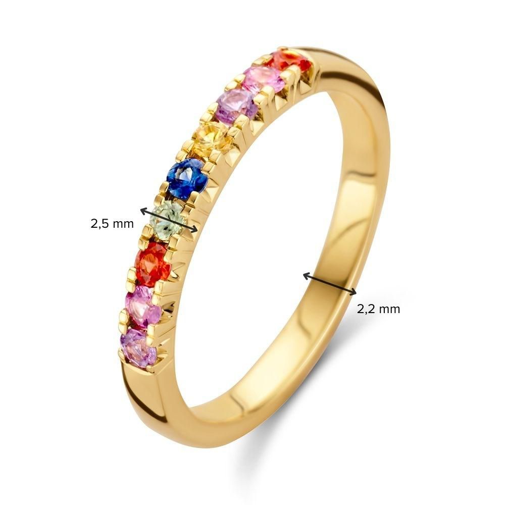 Bague en Or Jaune avec Saphir Arc-en-Ciel en Sertissage Chaton Serré – Coloré et Élégant