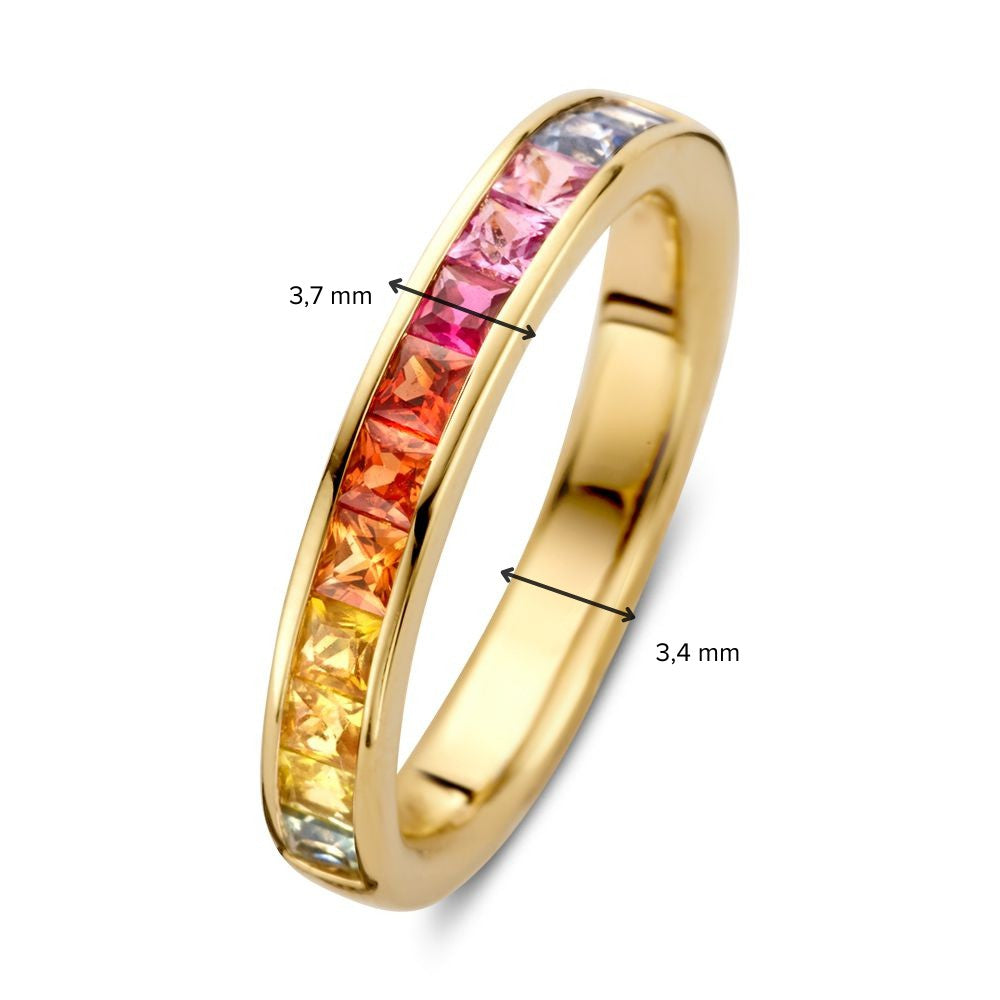 Bague en Or avec Saphir Arc-en-Ciel en Taille Princesse – Coloré et Élégant